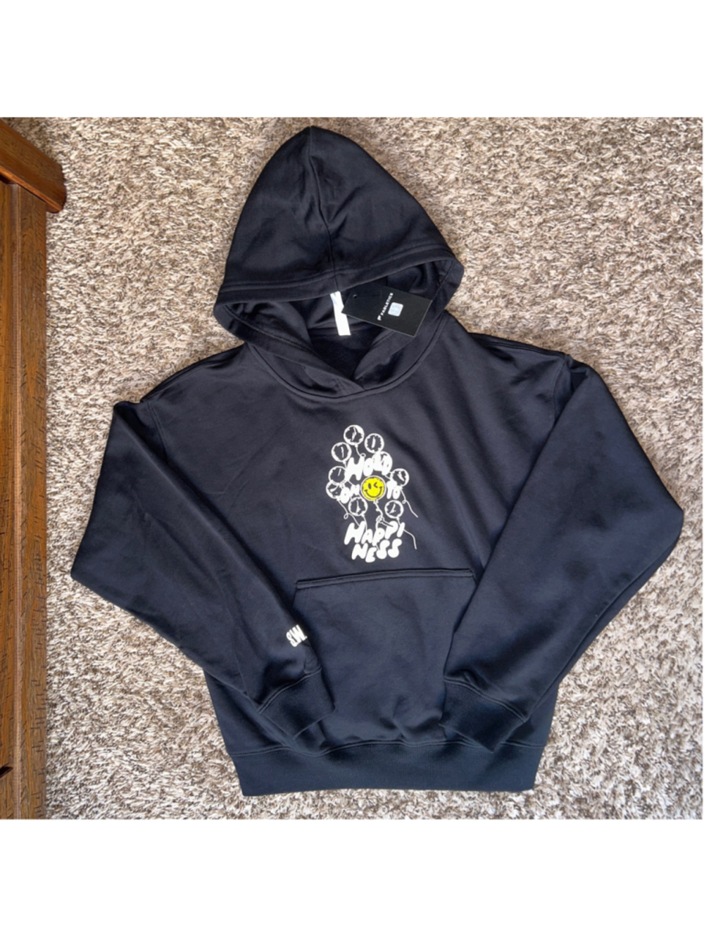 Women's Cotton Fabletics Graphic Hoodie Sweatshirt Black White Size S